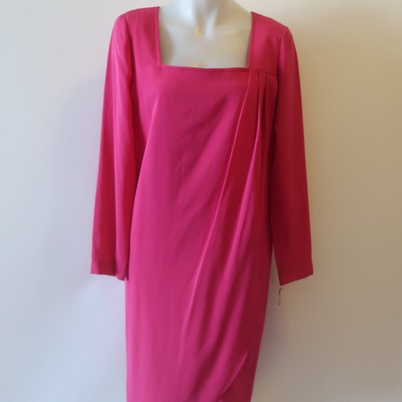 NWT Womens Jeannene Booher Fuchsia Pink Long Sleeve Shift Dress 8 * - Picture 5 of 8